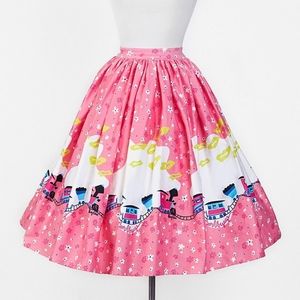 Pinupgirl Jenny skirt pink mary Blair train print
